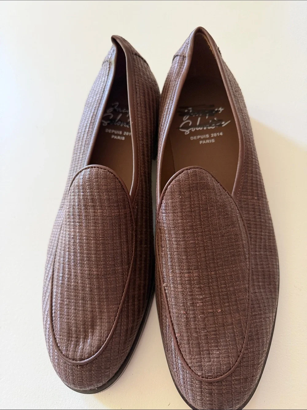 Jacques Soloviere Brown Men’s Textured Slip-On Loafers Sz 45(12).  New. Box18